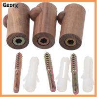 GEORG 4Pcs อุปกรณ์ติดผนัง ตะขอไม้ธรรมชาติ ทนทานสำหรับงานหนัก ไม้วอลนัทไม้ หมวกตะขอเกี่ยว ทนทานต่อการใช้งาน วินเทจ ตะขอกุญแจ สำหรับห้องครัวห้องรับแขก entryway Wall