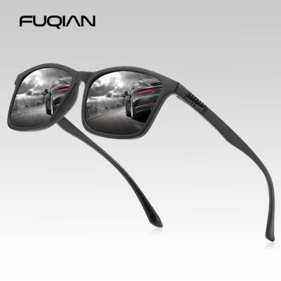 FUQIAN Light Weight TR90 Men Sun Glasses Classic Square Polarized Sunglasses For Male High Quality Driving Eyewear UV400 Cycling Sunglasses