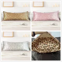 Satin Body Pillow Cases for Hair and Skin Pink Leopard Printed Long Body Pillow Cover Cooling Pillowcases wiith Envelope Closure