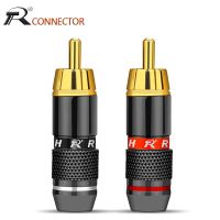 4Pcs/2Pair Gold Plated RCA Connector RCA male plug adapter Video/Audio Wire Connector Support 6mm Cable black red super fast