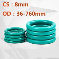 ❧ CS 8mm FKM Fluororubber O-Ring Sealing Ring Wire Diameter 8mm OD 36mm-760mm Green Seal Gasket Ringcorrosion Resistant Heat 1Pcs