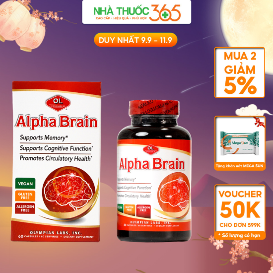 Viên uống bổ não olympian labs alpha brain tăng cường chức năng bộ não - ảnh sản phẩm 1