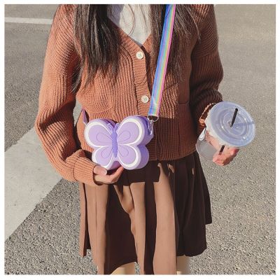 【JH】Kids Mini Purse Cute Butterfly Crossbody Bags for Baby Girls Coin Pouch Kawaii Toddler Small Wallet Clutch Bag