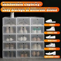 (cerci household goods)กล่องรองเท้าอะคริลิจัดหนาตู้เก็บฝุ่นกล่องวางซ้อนกันได้รวมรองเท้าเก็บอุปกรณ์แสดงผล