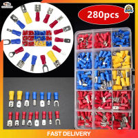 ขั้วต่อสายไฟหุ้มฉนวนคละ 280 ชิ้น Assorted Crimp Spade Terminal Insulated Electrical Wire Cable Connector Kit Set