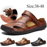 【Ready post】38-48 Mens Sandals outdoor genunie Leather Fashion sandals driving Sandal large size