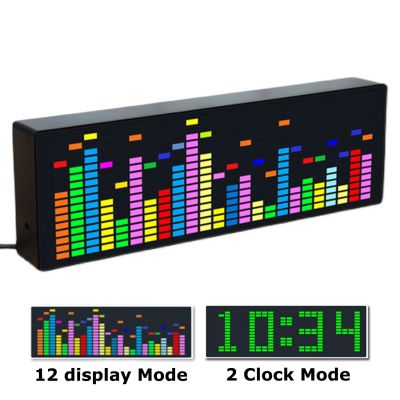 มัลติฟังก์ชั่ LED เพลงสเปกตรัมจังหวะไฟเซ็นเซอร์เสียง1624 RGB บรรยากาศตัวบ่งชี้ระดับพร้อมนาฬิกาแสดง V6.65