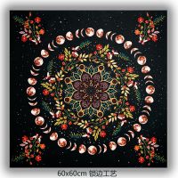 【LZ】ↂ♂  Moon Phase Tarot Cloth Floral Oracle Cloth For Readings Pagan Altar Cloth Divination Tools Small Mandala Table Cloth