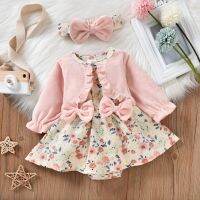 0-18 Months Baby Girl Princess Outfits Casual Romper Long Sleeve Floral Patchwork Dress Style Jumpsuit + Bow-Knot Headband Set  by Hs2023