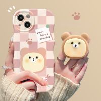 เคสสำหรับ IPHONE 11 11 PRO 11 PRO MAX IPHONE 7 8 7 PLUS 8 PLUS X XR XS MAX IPHONE 12 12 PRO 12 PRO MAX IPHONE 13 13 PRO 13 PRO MAX 14 14PLUS 14PRO 14PROMAX คลื่นเบาะลมตาข่ายที่ใส่หมีน่ารักเคสโทรศัพท์