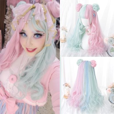 Wig female long hair neat Liu Haishuang spell color but firm lolita cos all curly hair wigs spot