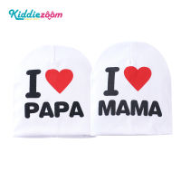 2PCS I Lova Papa Mama Unisex หมวกเด็กผ้าฝ้าย18X20ซม. ทารกแรกเกิด Double Layer อุปกรณ์เสริมสำหรับเด็ก Warm ชุดเด็กฤดูใบไม้ผลิฤดูใบไม้ร่วง Winter