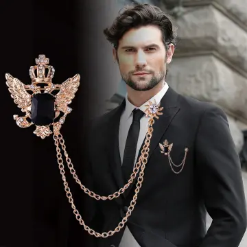 Pins, Brooches Bridegroom Rhinestone Chain Lapel Pin Badge Crystal