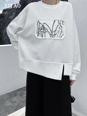 XITAO Sweatshirts Casual Irregular Patchwork Women Pullover Print Top