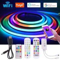 5V USB Neon LED Strip WS2812B Waterproof RGB Flexible Led Lights 1-5m Tuya WiFi Bluetooth TV Backlight Home Party Decor Lamp