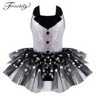 ✁❡ Kids Girl Ballet Tutu Dress for Children Jazz Dance Clothing Sequins Polka Dots Ballet Dance Costume Stage Performance Dancewear