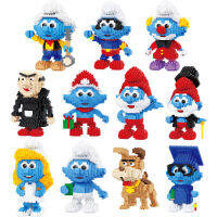 Smurfs Micro Blocks Kawaii อะนิเมะคอลเลกชันรูป Nano Block มินิรุ่นอิฐของเล่นสำหรับเด็กผู้ใหญ่ Gifts