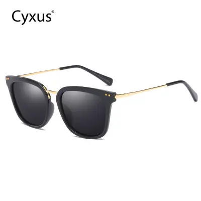 [ลดล้างสต๊อก] Cyxus Polarized Shades ผู้หญิงผู้ชาย TAC Anti-glare 100% UV400 แว่นกันแดดกรอบโลหะขนาดใหญ่แว่นตา 1913