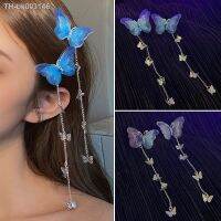 ✻✕﹍ Butterfly Hairpins New Korean Yarn Elegant Metal Tassel Long Hair Clips For Women Hanfu Antique Party Hair Accessories