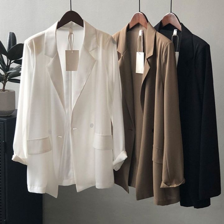 Plus Size S 3xl Women Thin Blazer Jacket Chiffon Spring Summer Autumn