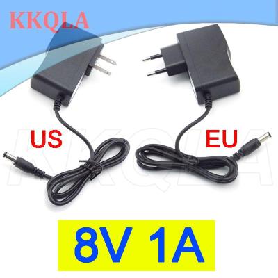 QKKQLA 8V 1A 1000ma AC 100V-240V DC 8 volt Power supply Adapter plug Converter For CCTV Charger Switch 5.5mmx2.5mm US/EU plug