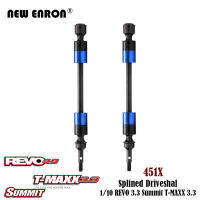 2Pc 5451X 110เหล็ก Splined Swing Driveshaft เพลา CVD เพลาขับสำหรับ RC รถ110 Traxxas Summit Revo 3.3 E-MAXX T-MAXX 3.3