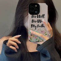 เคสโทรศัพท์หนังลายดอกไม้ติดป้ายภาษาอังกฤษสำหรับ iPhone 14/13/12/11 Pro Max 12 13 Mini 6 6S 7 8 Plus X XR XS Max เคสด้านหลังนิ่มกันกระแทกแฟชั่นที่สร้างสรรค์ฝาครอบโทรศัพท์ฝาครอบป้องกันกล้องเลนส์คลุมทั้งหมด