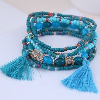 【hot】✽✑  6pcs Tassel Multicolors Beads Set Layers Stone Wristband Bangles Factory price