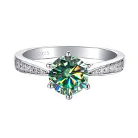 JoyceJelly 1CT Blue Green Moissanite Ring For Women Solid 925 Sterling Silver Bridal Female Engagement Wedding Luxury Jewerly