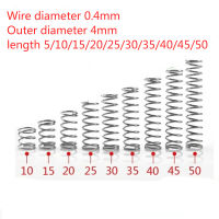10ชิ้นการบีบอัดฤดูใบไม้ผลิเกลียวลวด Coi เส้นผ่าศูนย์กลาง0.4มิลลิเมตร304 A2สแตนเลสขนาดเล็กไมโครเส้นผ่าศูนย์กลางด้านนอก4มิลลิเมตร L 5-50มิลลิเมตร40 30 20