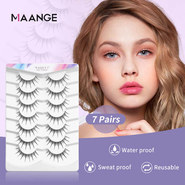 MAANGE 7 Pairs Of 3D Fiber Imitation Mink False Eyelashes Long And Pure