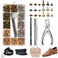 300pcs DIY Leather Cap Rivets with Installation Tool Kit for Leather Craft Repairing Double-sided Rivet