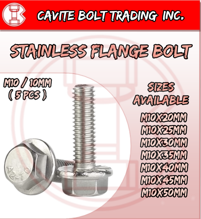 STAINLESS FLANGE BOLT M10/10mm (5 pcs) Lazada PH