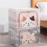 Organizer Storage Box Oxford Cotton Linen Steel Frame Large Capacity Waterproof Foldable Socks Toy Fabric Storage Box