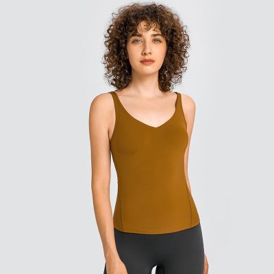 [COD] and summer new sexy V-neck beautiful back sports vest for women with chest pad elastic slim long yoga clothes