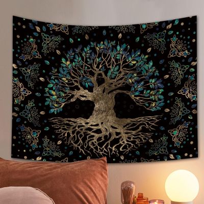 【YF】 Psychedelic Life Tree Tapestry Carpet Bohemian Hippie Wishing Trees Tapestries Home Decor Tarot Cards Decoration Mural Beach Mat