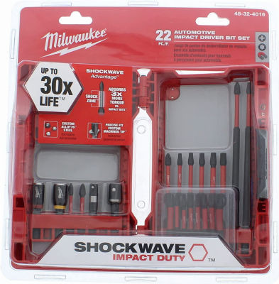 Milwaukee 48-32-4016 Automotive Shockwave Kit 22 Piece Automotive Impact Driver Bit Set