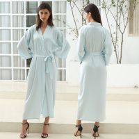 【LZ】✷▲  Vestido de noite longo cetim de seda roupões muti cores roupões de banho para mulher de noite sexy roupões de dama de honra