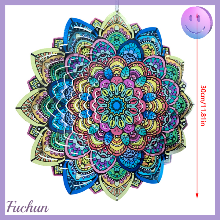 fuchun-ชุดระฆังลม3d-มันดาลาแบบแขวนทำจากสเตนเลสสตีลสำหรับตกแต่งระเบียงสวนไฟกลางแจ้ง