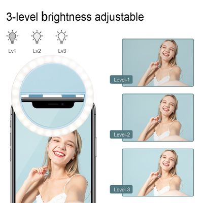 ▦✽✾ Charge LED Selfie Ring Light Mobile Phone Lens LED Selfie Lamp Ring for iPhone for Samsung Xiaomi Phone Selfie Light