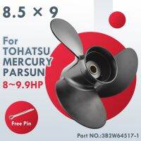 3B2W64517-1ใบพัดสำหรับ8Hp ปรอท Tohatsu 9.9Hp 8.5*9ชิ้นส่วนเครื่องยนต์แบบมีร่องอะลูมินัมอัลลอย3ใบมีด12สลัก