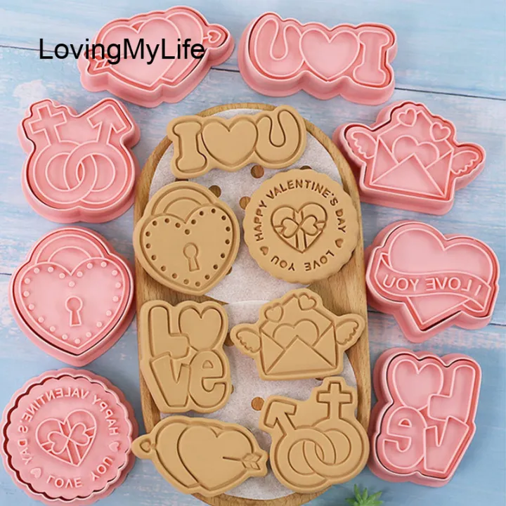 LovingMyLife【Ready!】8Pcs/Set Valentine's Day Cartoon Cookie Cutters Biscuit  Mold Diy Cake Baking Tools Cake Decorating Mold | Lazada PH