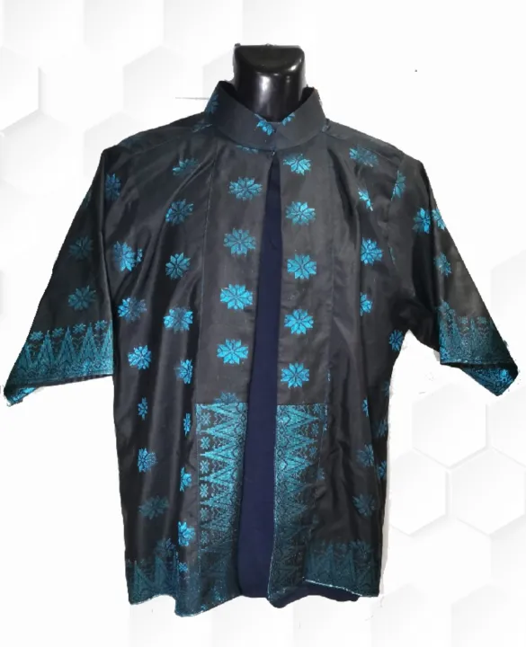 BAJU LAYANG HITAM SONGKET TABUR TENUN BUNGA EMAS BIRU | Lazada