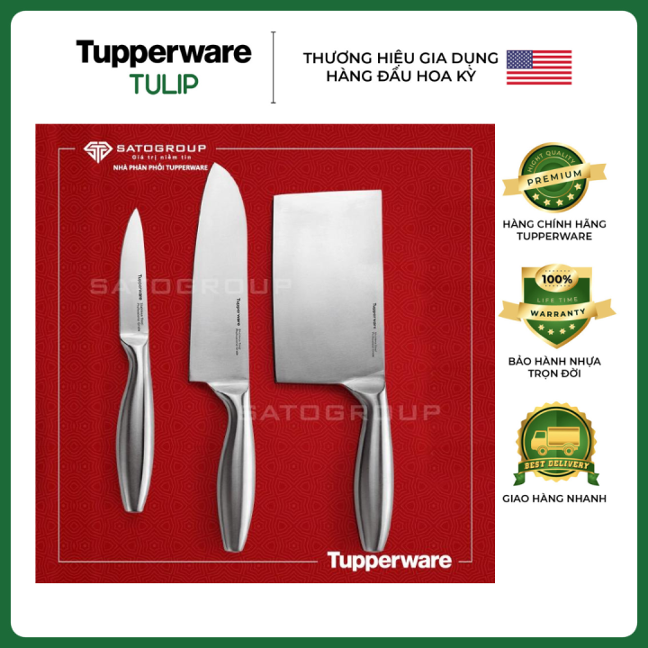 Bộ Dao ProAsian Knives (3) Tupperware Chính Hãng Tặng 1 đế cắm dao