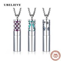 {Match maker}} UBELIEVE 316L สแตนเลสวินเทจน้ำมันหอมระเหยน้ำหอมน้ำมันหอมระเหย Diffuser สร้อยคอการจัดเก็บล็อกเกตจี้ผู้หญิง