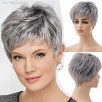 Short Wig European and American Womens Synthetic Hair Daily Use Fashion Mix Color Silver Gray Chemical Fiber Head Cover [ Hot sell ] ea1voy