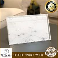 MODERN ACRYLIC SERVING TRAY MARBLE WHITE COLOR ถาดอะคริลิค ถาดลายหินอ่อน สีขาว เคลือบอะคริลิค ถาดเสิร์ฟ ถาดเสริฟ ทรงสี่เหลี่ยมผืนผ้า ถาดใส่ของ ขนาด 30X19X2.4CM