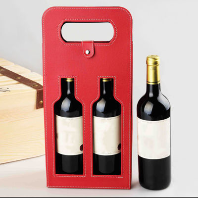 คุณภาพสูงไวน์แดงCarrierของขวัญบรรจุกล่องด้วยกระเป๋าโททหนังHollowกระเป๋าไวน์