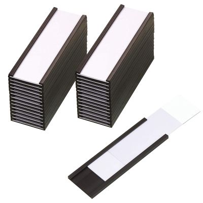 30Pcs Magnetic Label Holders with Magnetic Data Card Holders with Clear Plastic Protectors for Metal Shelf (1 x 3 Inch)