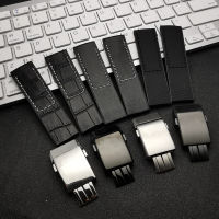 Brand 22mm Black Bracelet Leather+ Silicone Rubber Watch Band Stainless buckle For navitimeravengerBreitling strap tools
